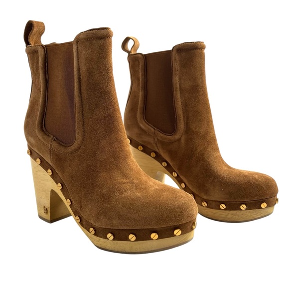 Veronica Beard Decker Suede Clog Boots Hazelwood Size 6 NEW - Picture 7 of 15